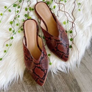 NEW | Madewell The Emilia Mule in Snake Embossed Leather Pointed Toe Size 6
